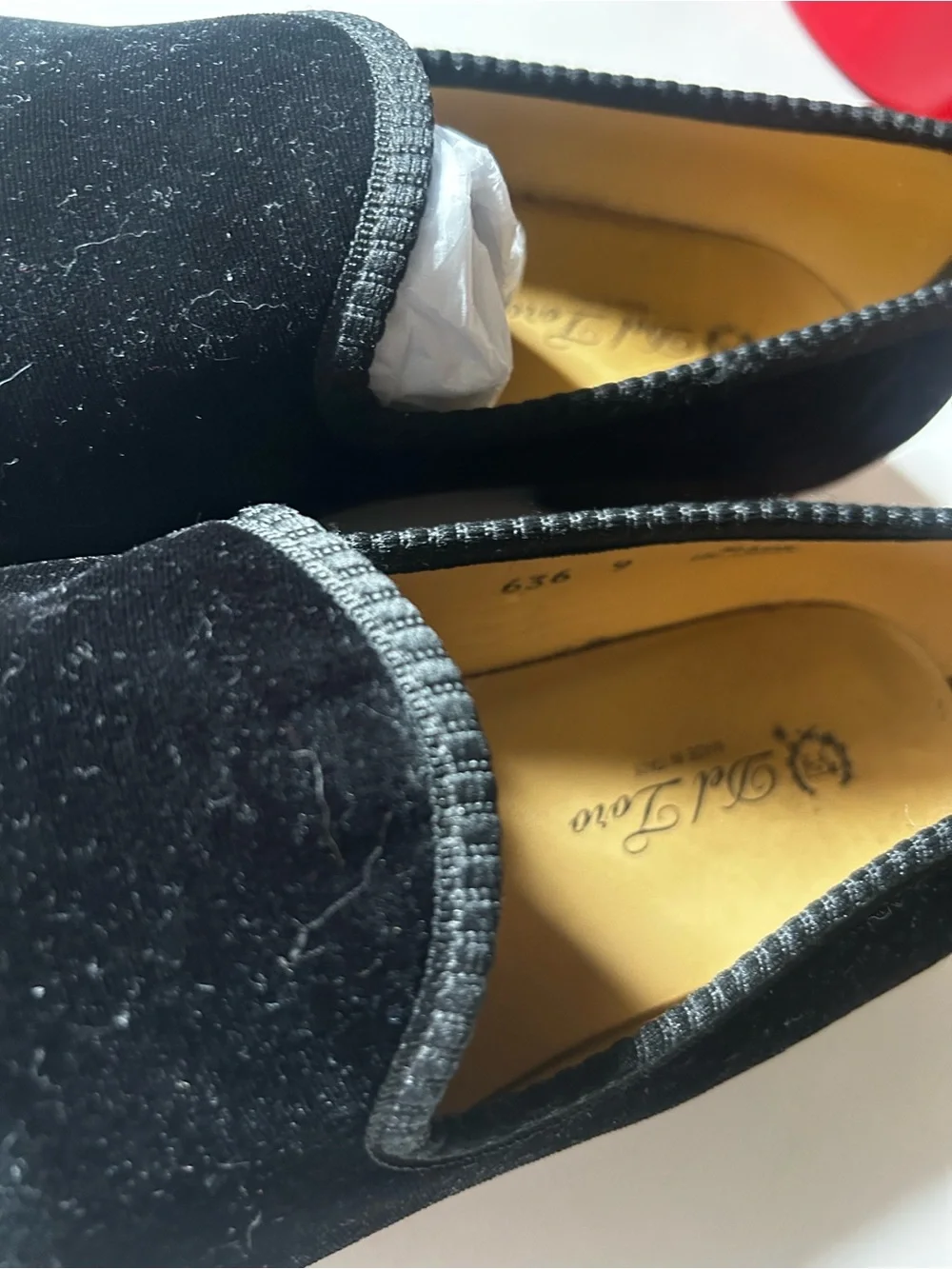 Del Toro Black Velvet Slip-On Loafers mens 9